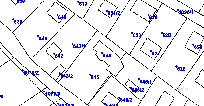 Parcela st. 644 v KÚ Chudčice, Katastrální mapa