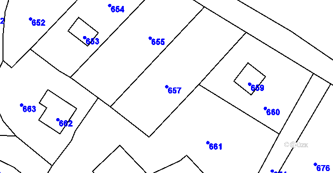 Parcela st. 657 v KÚ Chudčice, Katastrální mapa