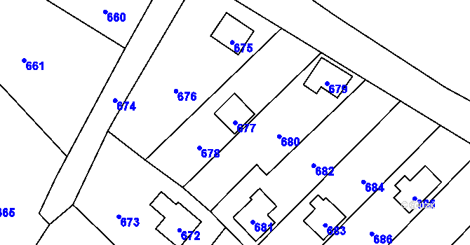 Parcela st. 677 v KÚ Chudčice, Katastrální mapa