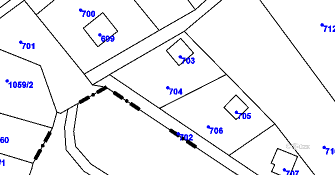Parcela st. 704 v KÚ Chudčice, Katastrální mapa