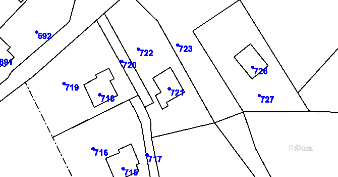 Parcela st. 721 v KÚ Chudčice, Katastrální mapa