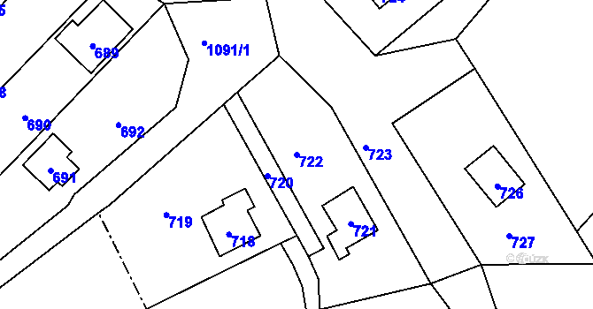 Parcela st. 722 v KÚ Chudčice, Katastrální mapa