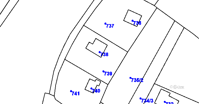Parcela st. 738 v KÚ Chudčice, Katastrální mapa