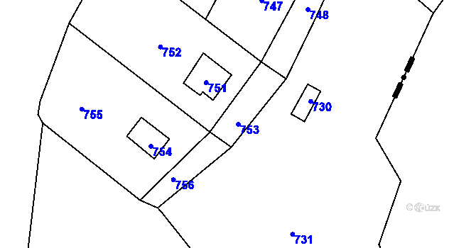 Parcela st. 753 v KÚ Chudčice, Katastrální mapa