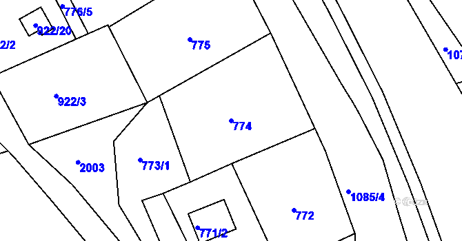 Parcela st. 774 v KÚ Chudčice, Katastrální mapa