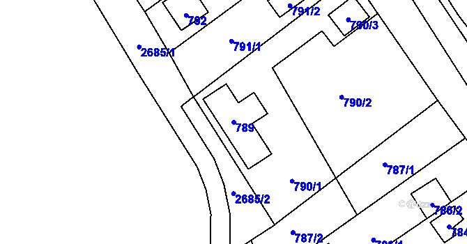 Parcela st. 789 v KÚ Chudčice, Katastrální mapa