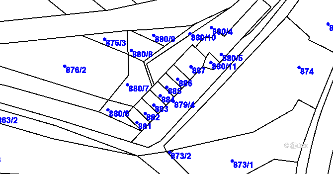 Parcela st. 885 v KÚ Chudčice, Katastrální mapa