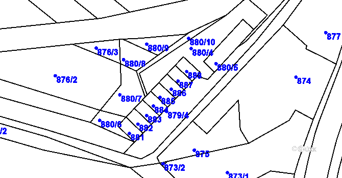 Parcela st. 886 v KÚ Chudčice, Katastrální mapa