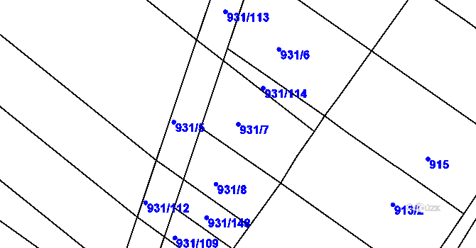 Parcela st. 931/7 v KÚ Chudčice, Katastrální mapa