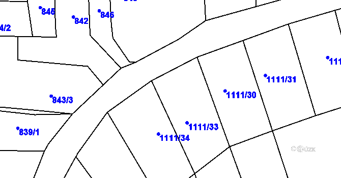 Parcela st. 1111/10 v KÚ Chudčice, Katastrální mapa