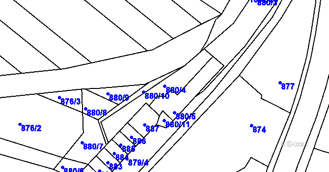 Parcela st. 880/4 v KÚ Chudčice, Katastrální mapa