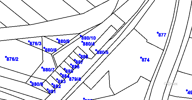 Parcela st. 880/5 v KÚ Chudčice, Katastrální mapa