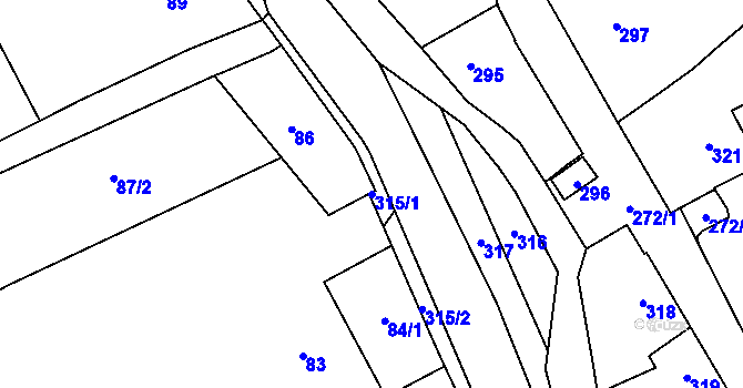 Parcela st. 315/1 v KÚ Chudčice, Katastrální mapa