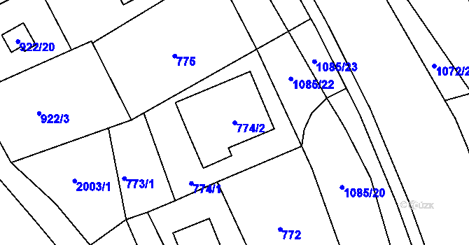 Parcela st. 774/2 v KÚ Chudčice, Katastrální mapa