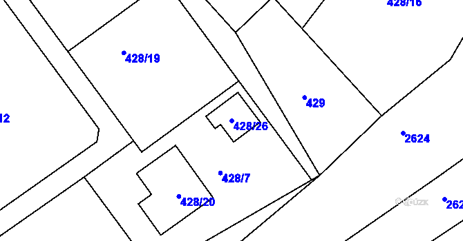Parcela st. 428/26 v KÚ Chudčice, Katastrální mapa