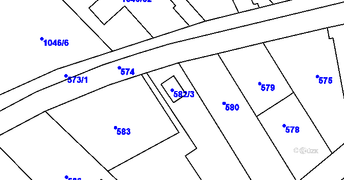 Parcela st. 582/3 v KÚ Chudčice, Katastrální mapa
