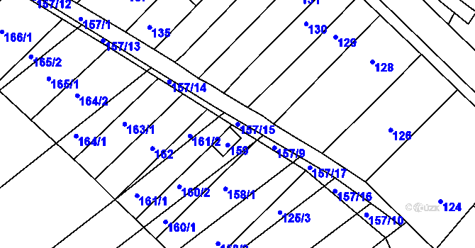 Parcela st. 157/15 v KÚ Chudčice, Katastrální mapa