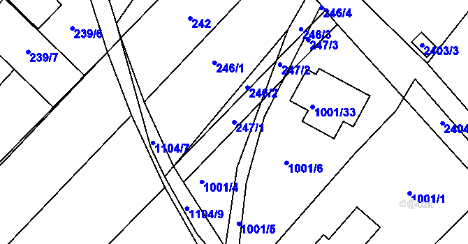 Parcela st. 247/1 v KÚ Chudčice, Katastrální mapa