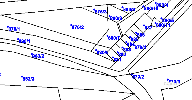 Parcela st. 880/6 v KÚ Chudčice, Katastrální mapa