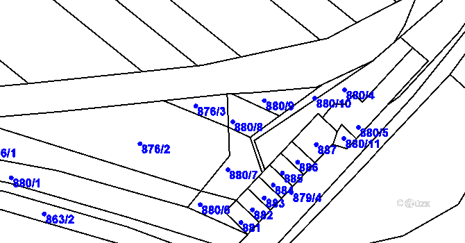 Parcela st. 880/8 v KÚ Chudčice, Katastrální mapa