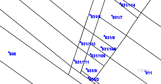 Parcela st. 931/112 v KÚ Chudčice, Katastrální mapa