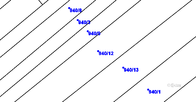 Parcela st. 940/12 v KÚ Chudčice, Katastrální mapa