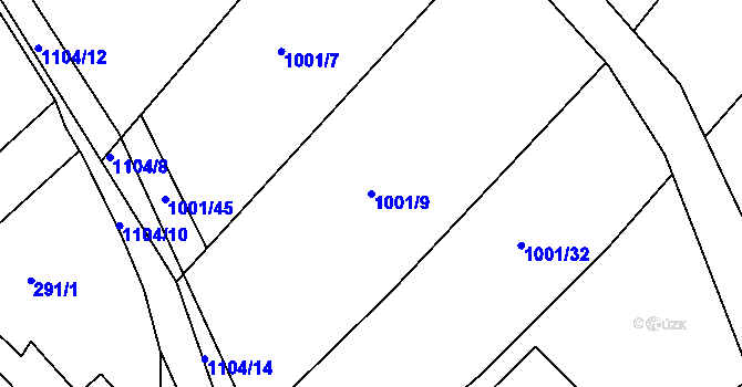 Parcela st. 1001/9 v KÚ Chudčice, Katastrální mapa