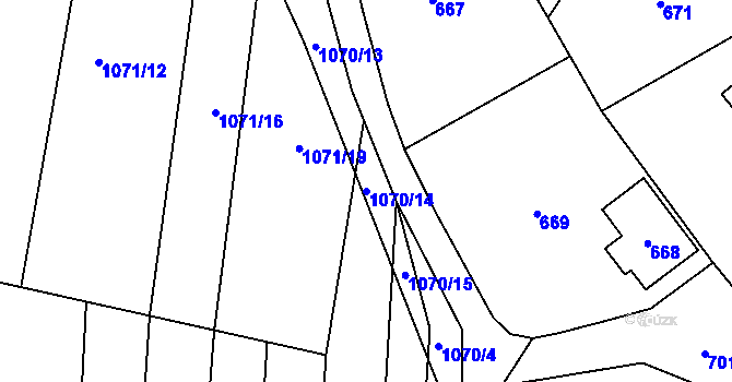 Parcela st. 1070/14 v KÚ Chudčice, Katastrální mapa