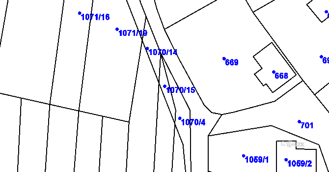 Parcela st. 1070/15 v KÚ Chudčice, Katastrální mapa