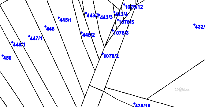 Parcela st. 1078/2 v KÚ Chudčice, Katastrální mapa