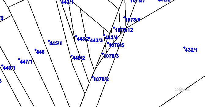 Parcela st. 1078/3 v KÚ Chudčice, Katastrální mapa