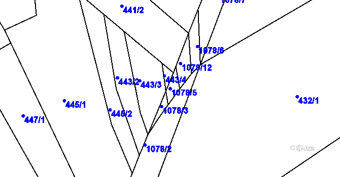 Parcela st. 1078/5 v KÚ Chudčice, Katastrální mapa