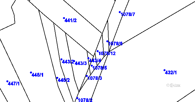 Parcela st. 1078/12 v KÚ Chudčice, Katastrální mapa