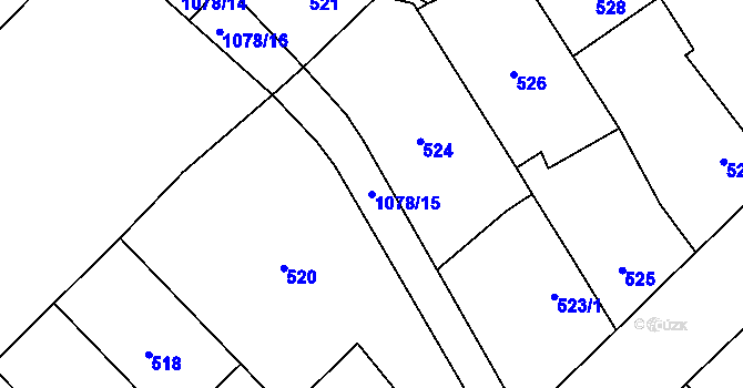 Parcela st. 1078/15 v KÚ Chudčice, Katastrální mapa