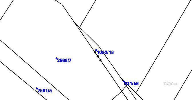 Parcela st. 1092/18 v KÚ Chudčice, Katastrální mapa