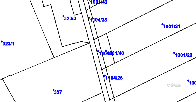 Parcela st. 1104/6 v KÚ Chudčice, Katastrální mapa