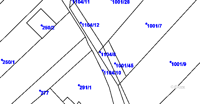 Parcela st. 1104/8 v KÚ Chudčice, Katastrální mapa