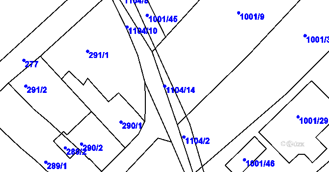 Parcela st. 1104/14 v KÚ Chudčice, Katastrální mapa