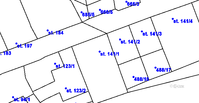 Parcela st. 141/1 v KÚ Chudenice, Katastrální mapa