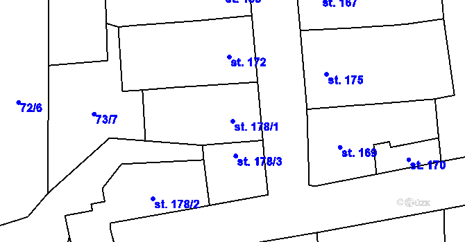 Parcela st. 178/1 v KÚ Chudenice, Katastrální mapa