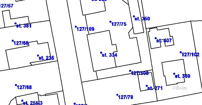 Parcela st. 334 v KÚ Chudenice, Katastrální mapa