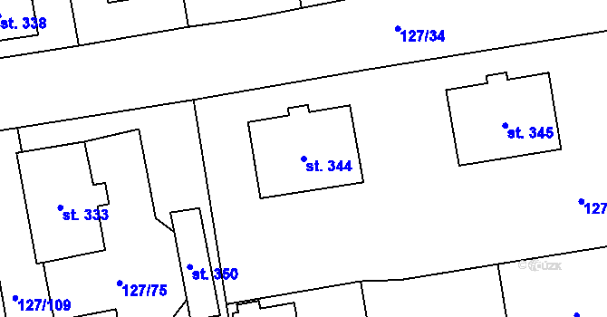 Parcela st. 344 v KÚ Chudenice, Katastrální mapa