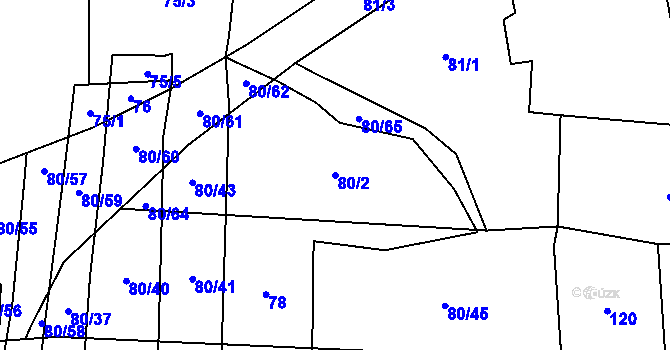 Parcela st. 80/2 v KÚ Chudenice, Katastrální mapa