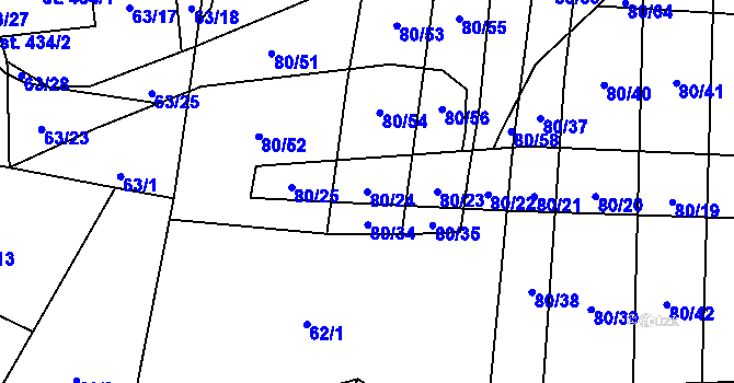 Parcela st. 80/24 v KÚ Chudenice, Katastrální mapa