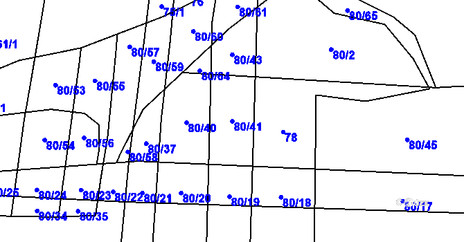Parcela st. 80/41 v KÚ Chudenice, Katastrální mapa