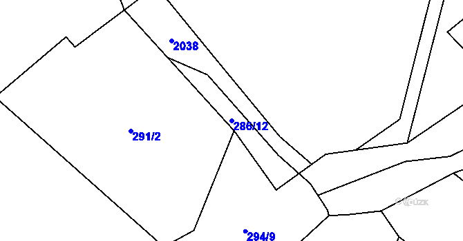 Parcela st. 286/12 v KÚ Chudenice, Katastrální mapa