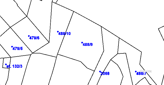 Parcela st. 488/9 v KÚ Chudenice, Katastrální mapa