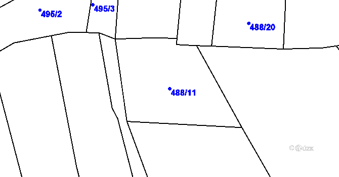 Parcela st. 488/11 v KÚ Chudenice, Katastrální mapa