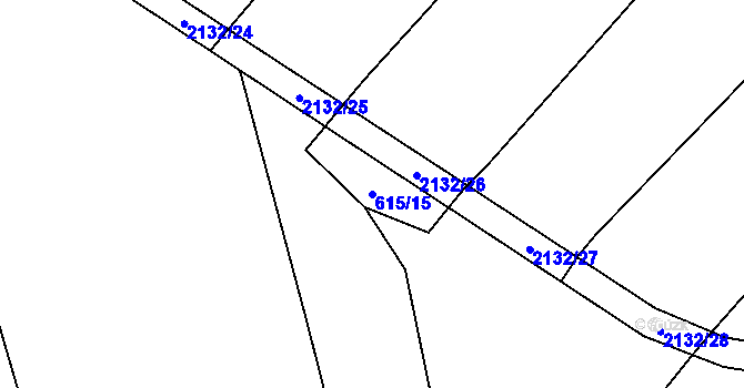 Parcela st. 615/15 v KÚ Chudenice, Katastrální mapa