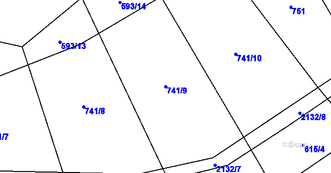 Parcela st. 741/9 v KÚ Chudenice, Katastrální mapa